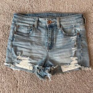 American Eagle Outfitters Light Wash Distressed Denim Cutoff Shorts